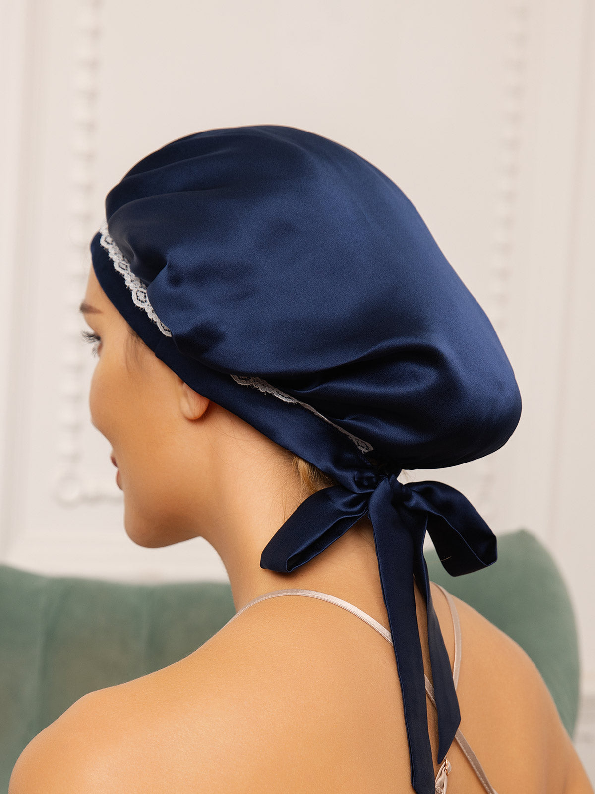 SilkSilky  Pure Silk Sleep Cap DarkBlue 002