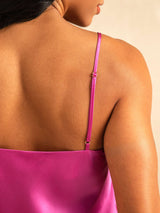 [Rose Red] SilkSilky  Spaghetti Strap V Neck Camisole Set 006