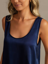 [Dark Blue] SilkSilky  Sleeveless Scoop Neck Women's Pajamas 004