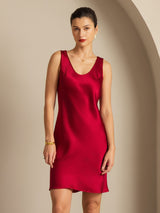 [Wine] SilkSilky  Sleeveless Scoop Neck Dress 001