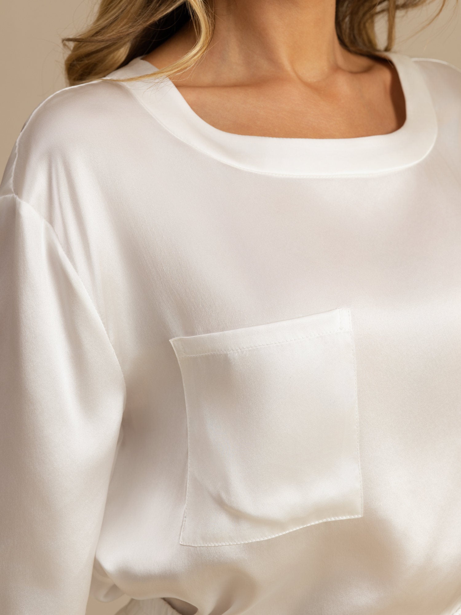 [White] SilkSilky  Short Sleeve Round Neck Women's Pajamas 005