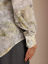 [Sage Blossom] SilkSilky Long Sleeve Lapel Collar Blouse 006