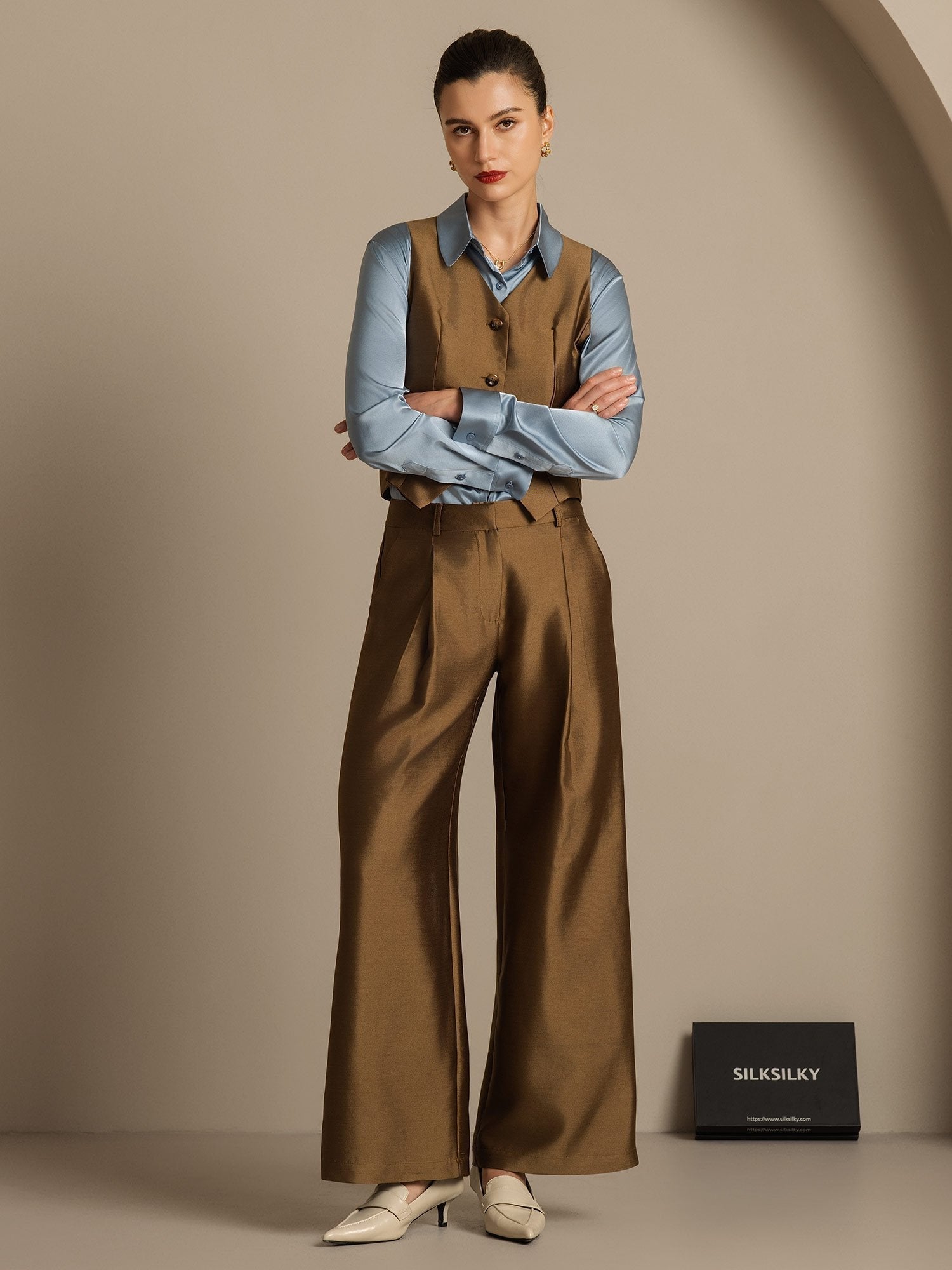 [Bronze] SilkSilky  32Momme Silk Womens Pants 006,