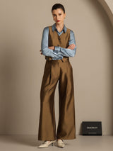 [Bronze] SilkSilky  32Momme Silk-Wool Blend Women's Pants 006