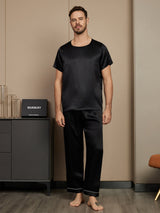 [Black] SilkSilky  Short Sleeve Round Neck Men's Pajamas 005