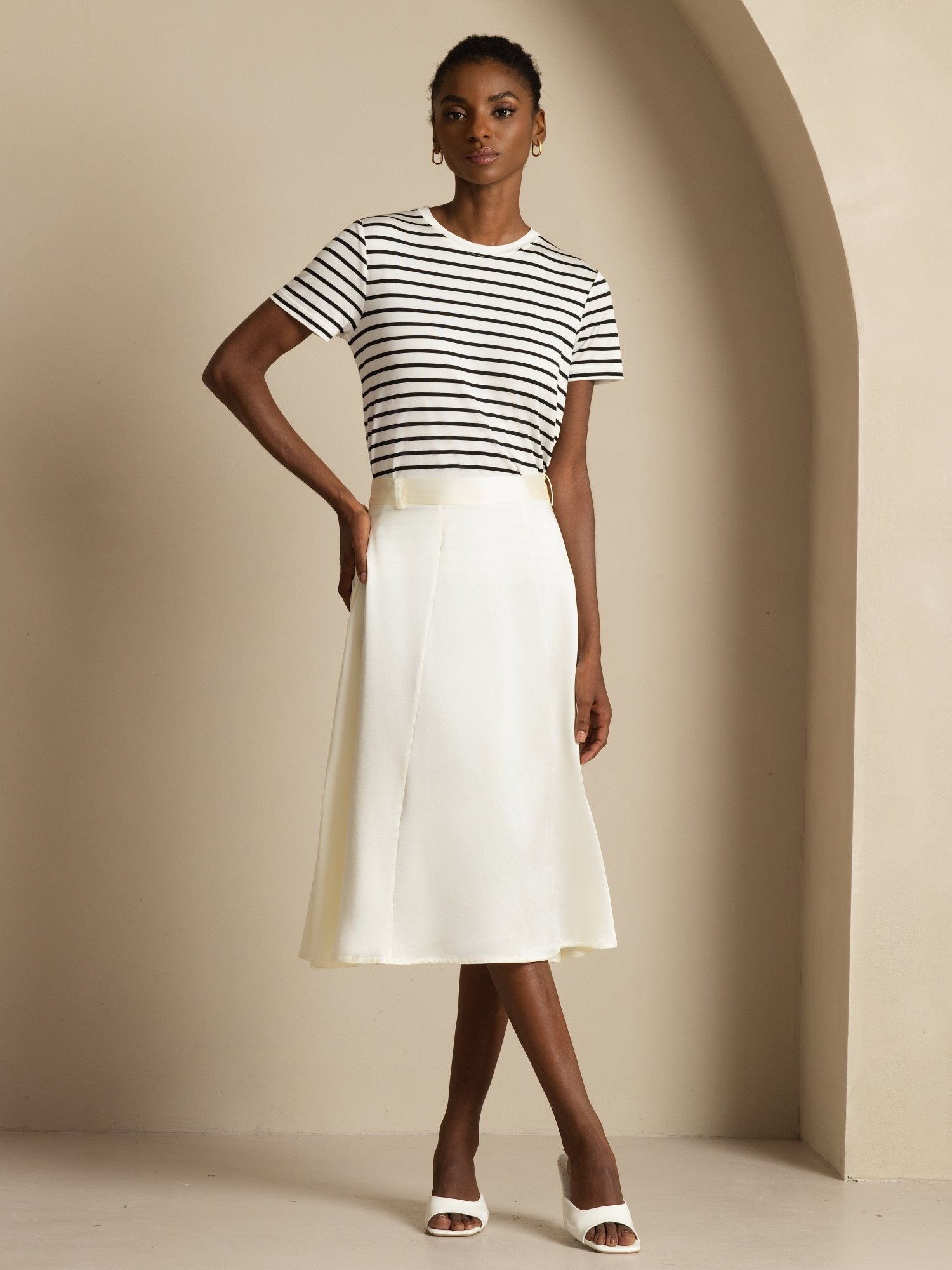 [Ivory] SilkSilky 19Momme Silk Skirt 004