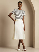 [Ivory] SilkSilky  19Momme Stretch Silk Charmeuse Skirt 004
