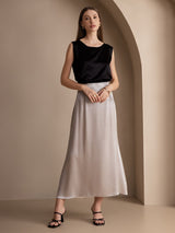 [Black] SilkSilky  Sleeveless Round Neck Camisole Top 003