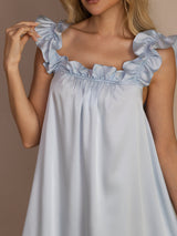 [Grayish Blue] SilkSilky  Sleeveless Square Neck Nightgown 007