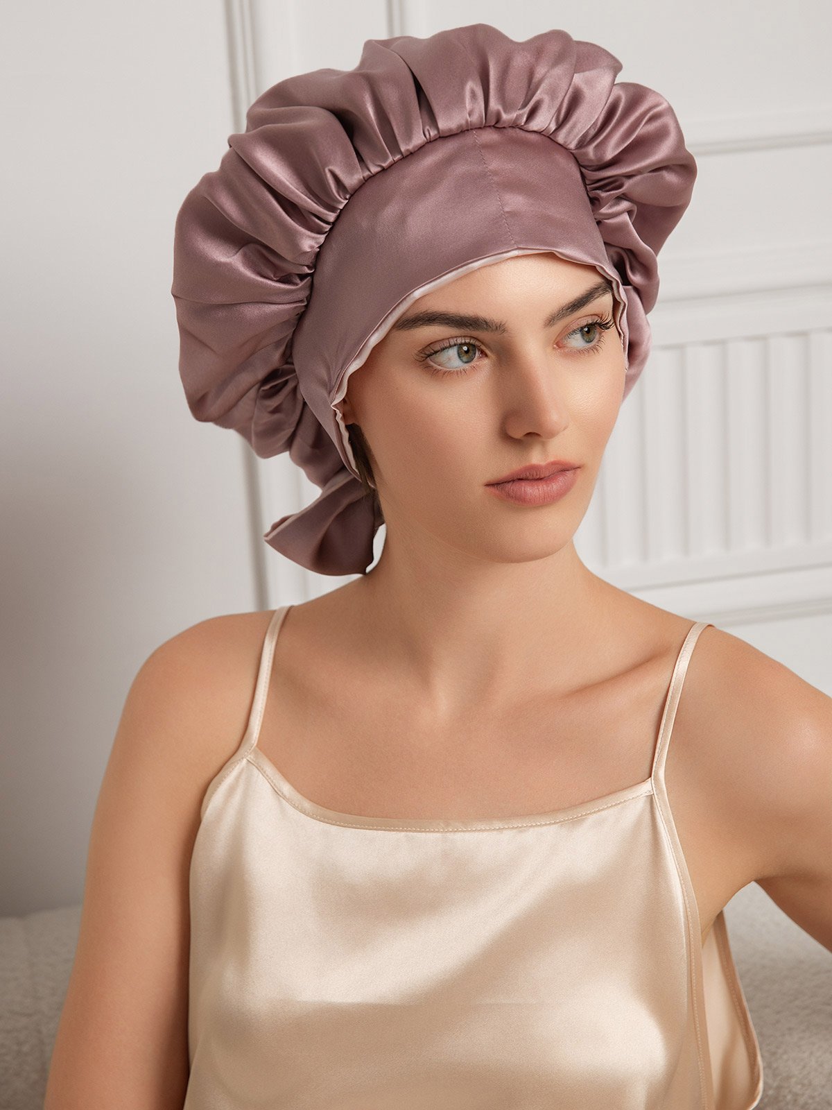 SilkSilky  Pure Silk Sleep Cap PaleMauve 004