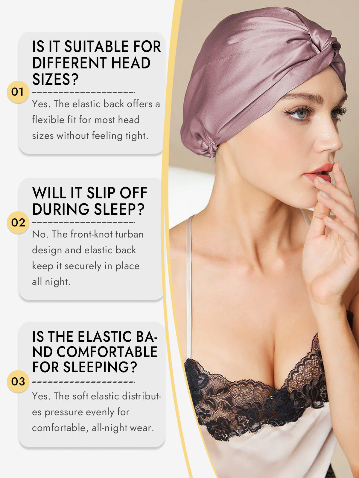 [Pale Mauve] SilkSilky  Pure Silk Sleep Cap 008