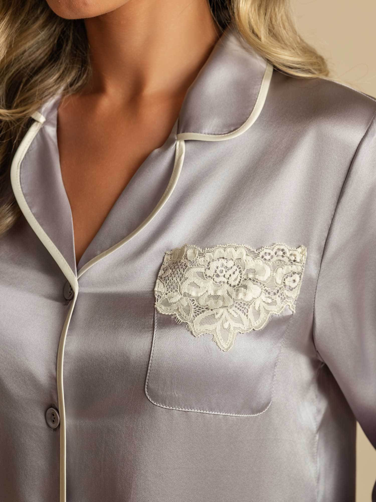 [Lavender] SilkSilky Pure Silk Womens Pajamas 004