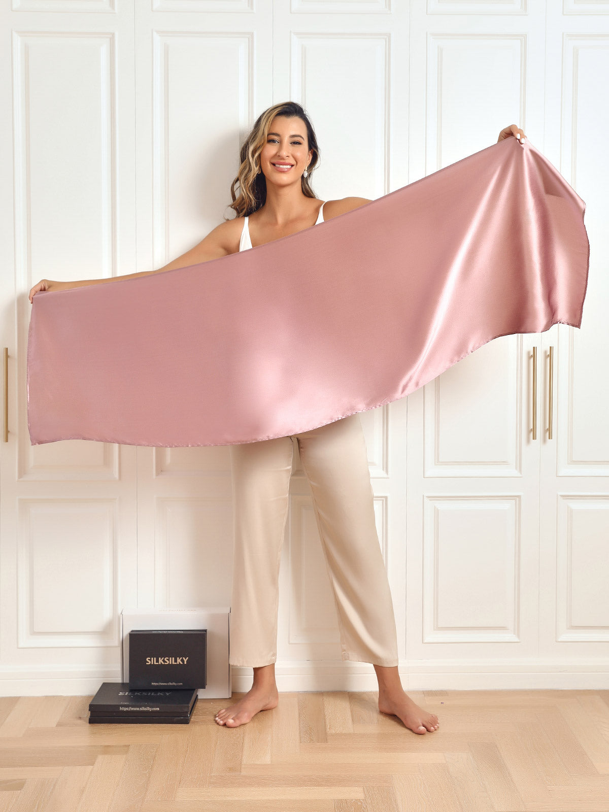 SilkSilky US Pure Silk Scarf PaleMauve 005