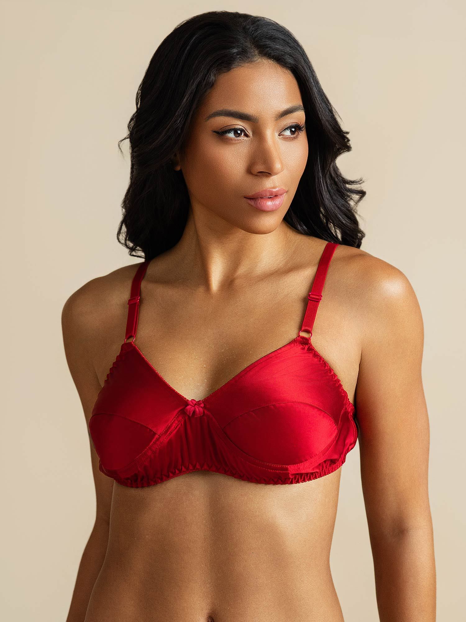 [Red] SilkSilky  Pure Silk Bra 007,