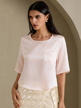 [Pink] SilkSilky  Half Sleeve Women's T-Shirt 001