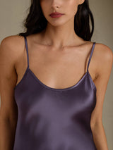 [Purple Gray] SilkSilky  Spaghetti Strap V Neck Dress 004