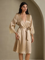 [Champagne] SilkSilky  3/4 Sleeve Women's Robe 001