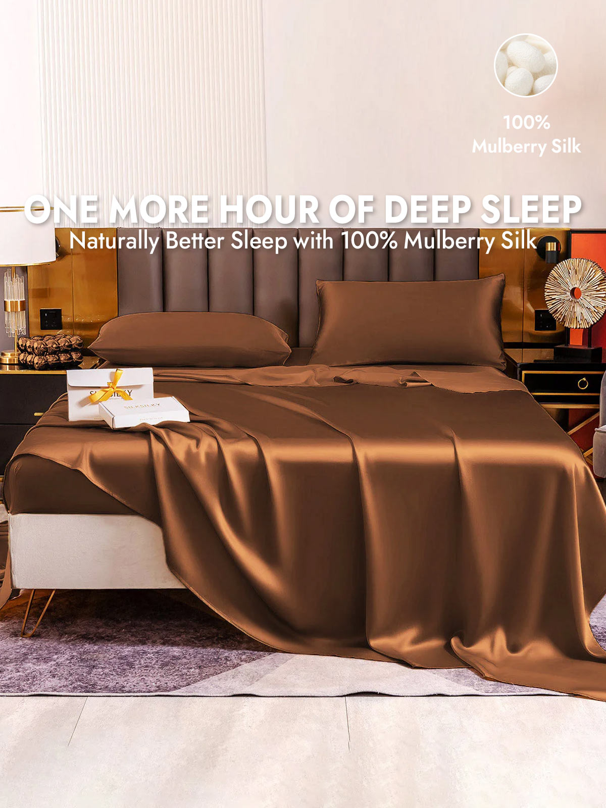 [Coffee] SilkSilky  19Momme Silk Bedding Set 001