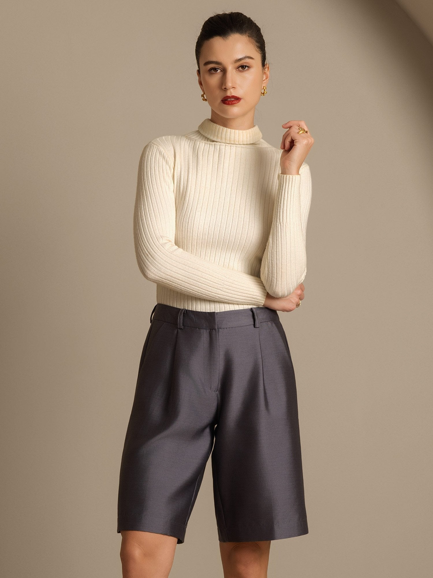 [Gray] SilkSilky  32Momme Silk Womens Shorts 008,