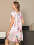 SilkSilky US Pure Silk Cap Sleeve Tie Neck Nightgown Pink 002