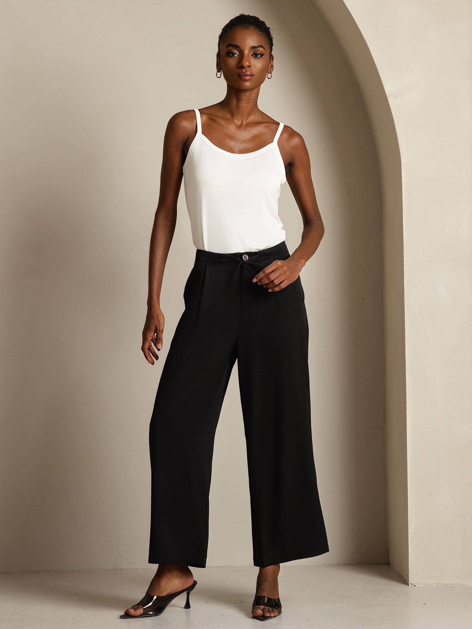 [Black] SilkSilky 19Momme Silk Womens Pants 005