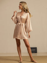 [Yellow Heart Geo] SilkSilky  Long Sleeve Women's Robe 006