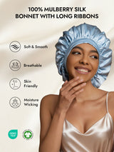 [Light Blue] SilkSilky  Pure Silk Sleep Cap 002