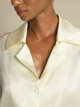 [Ivory] SilkSilky  19Momme Long Sleeve Notch Collar Women's Shirt 003
