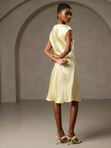 [Yellow] SilkSilky  Cap Sleeve V Neck Nightgown 002
