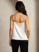[Light Gray] SilkSilky  19Momme Stretch Silk Charmeuse Spaghetti Strap Scoop Neck Camisole Top 002