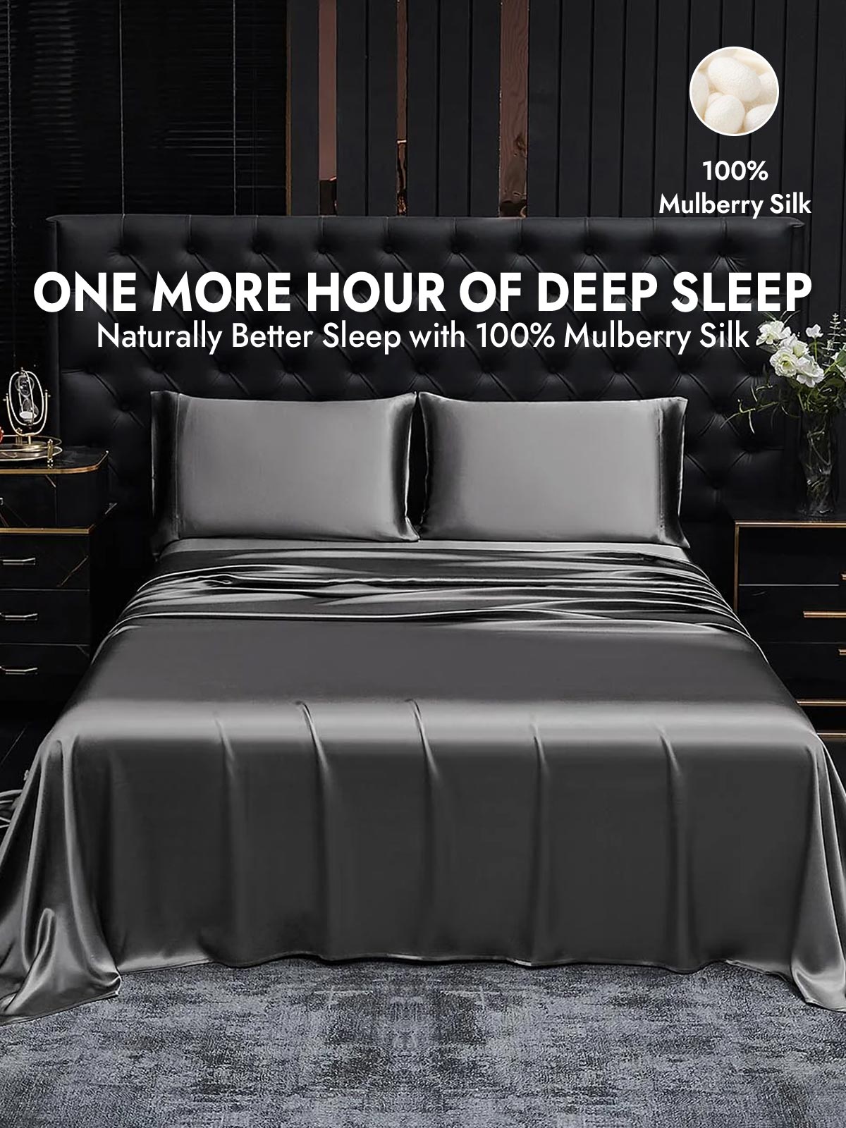 [Dark Gray] SilkSilky  19Momme Silk Bedding Set 001