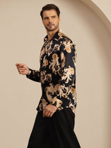 [Black Dragon] SilkSilky Long Sleeve Lapel Collar Men's Shirt 005