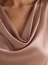 [Tuscany] SilkSilky  Short Sleeve Cowl Neck Women's Blouse 004