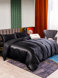 SilkSilky US 25Momme Pure Silk Bedding Set Black 002