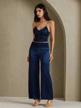 [Dark Blue] SilkSilky  Spaghetti Strap V Neck Camisole Top 006