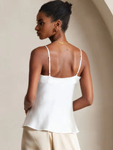 [White] SilkSilky  Spaghetti Strap V Neck Camisole Top 002