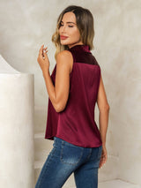 [Dark Red] SilkSilky  19Momme Silk Lapel Collar Women's Shirt 002