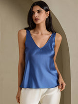 [Real Teal] SilkSilky  Sleeveless V Neck Camisole Top 001