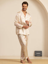 [Champagne] SilkSilky  Long Sleeve Notch Collar Men's Pajamas 004