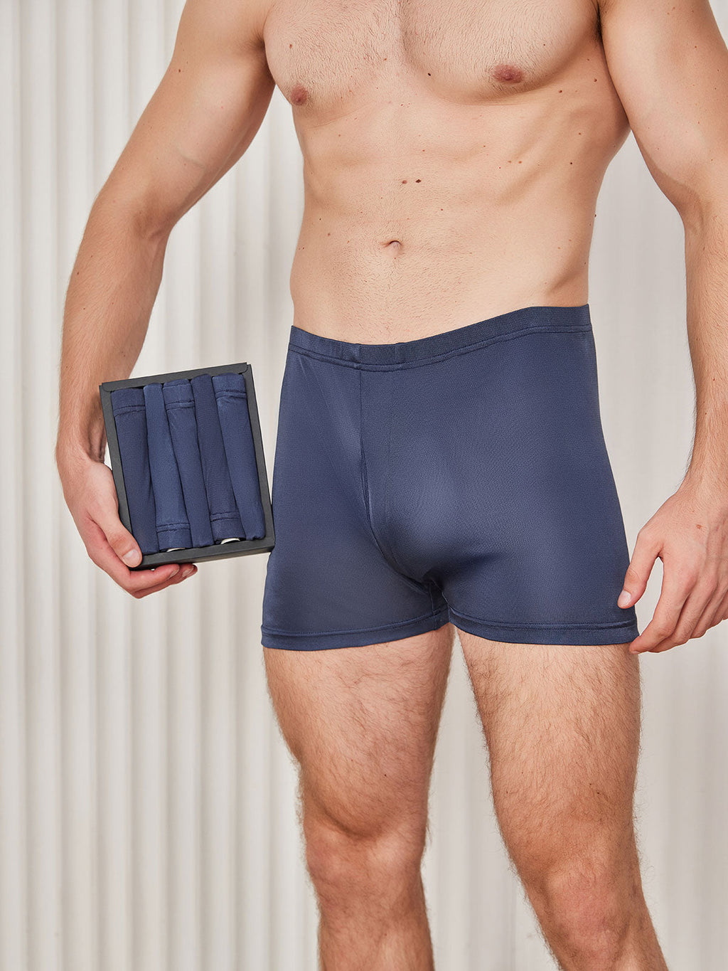 5Pcs Pure Silk Boxer Briefs Fly Opening