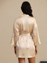[Champagne] SilkSilky  19Momme 3/4 Sleeve Women's Robe 002