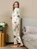 SilkSilky US Pure Silk Long Sleeve Lapel Women's Pajamas Ivory 004