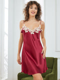 SilkSilky US Pure Silk Sleeveless V Neck Nightgown Wine 004