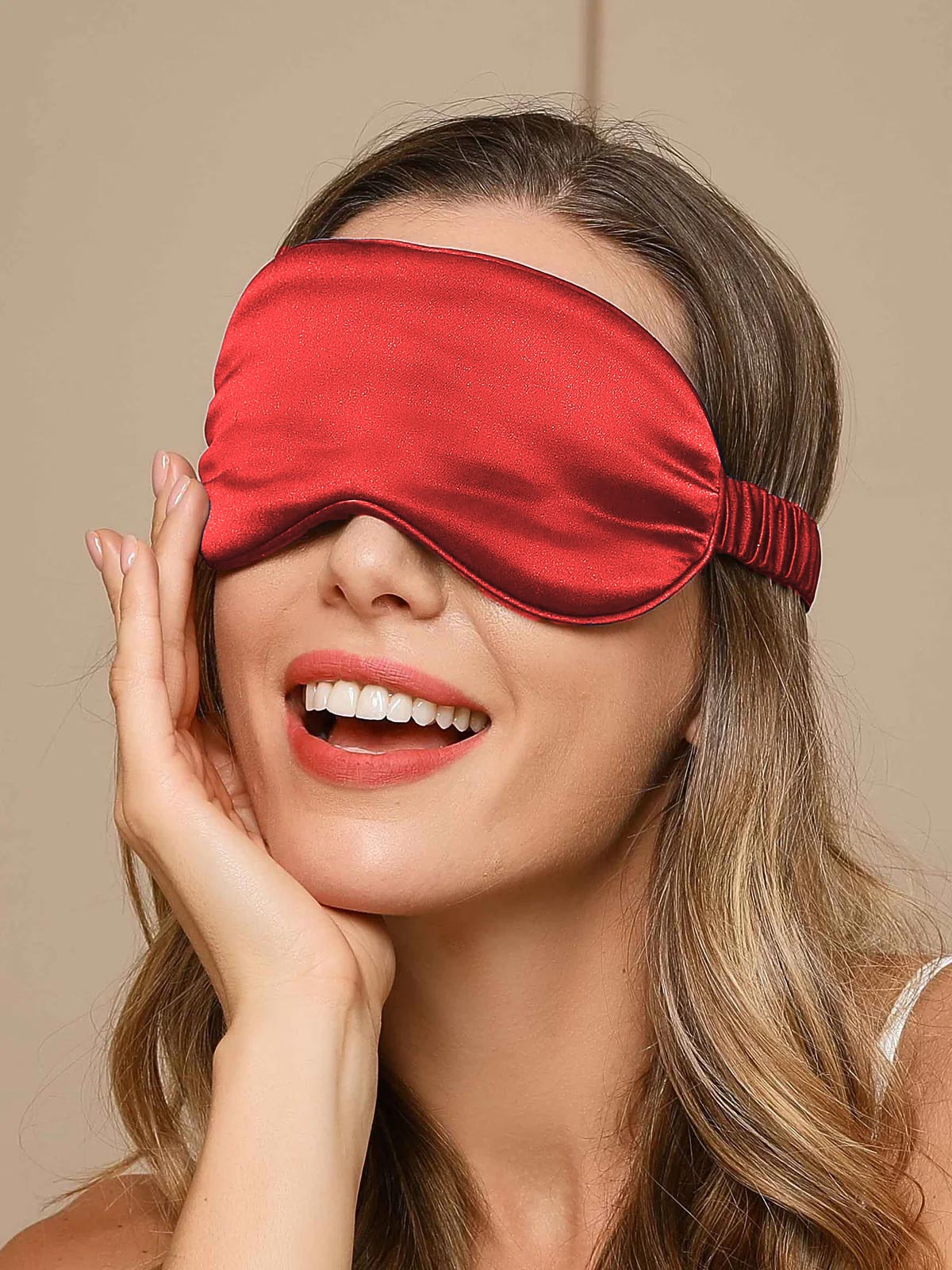 SilkSilky  19Momme Pure Silk Eye Mask DarkRed 002