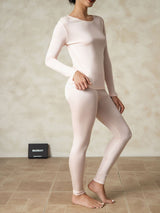 [Light Pink] SilkSilky  Long Sleeve Round Neck Women's Long Johns 002