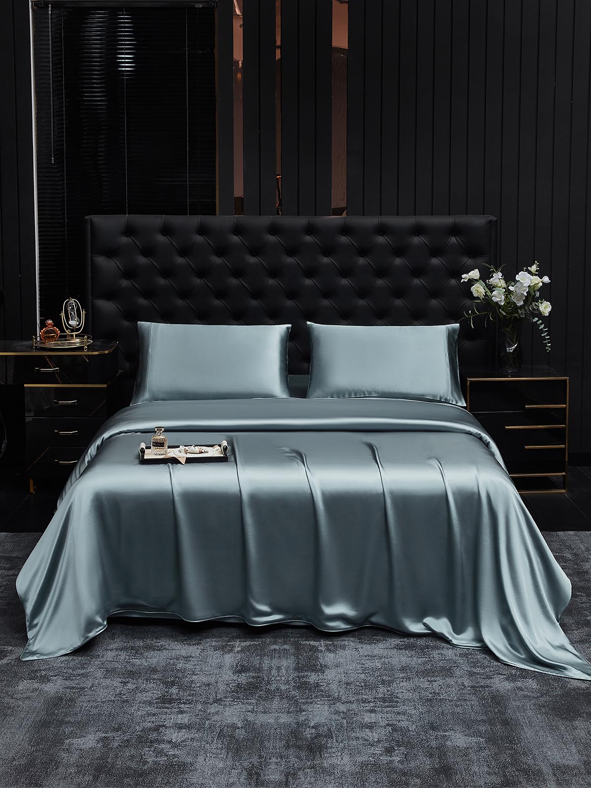 [Grayish Blue] SilkSilky  19Momme Pure Silk Bedding Set 002