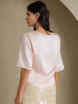 [Pink] SilkSilky  Half Sleeve Women's T-Shirt 002