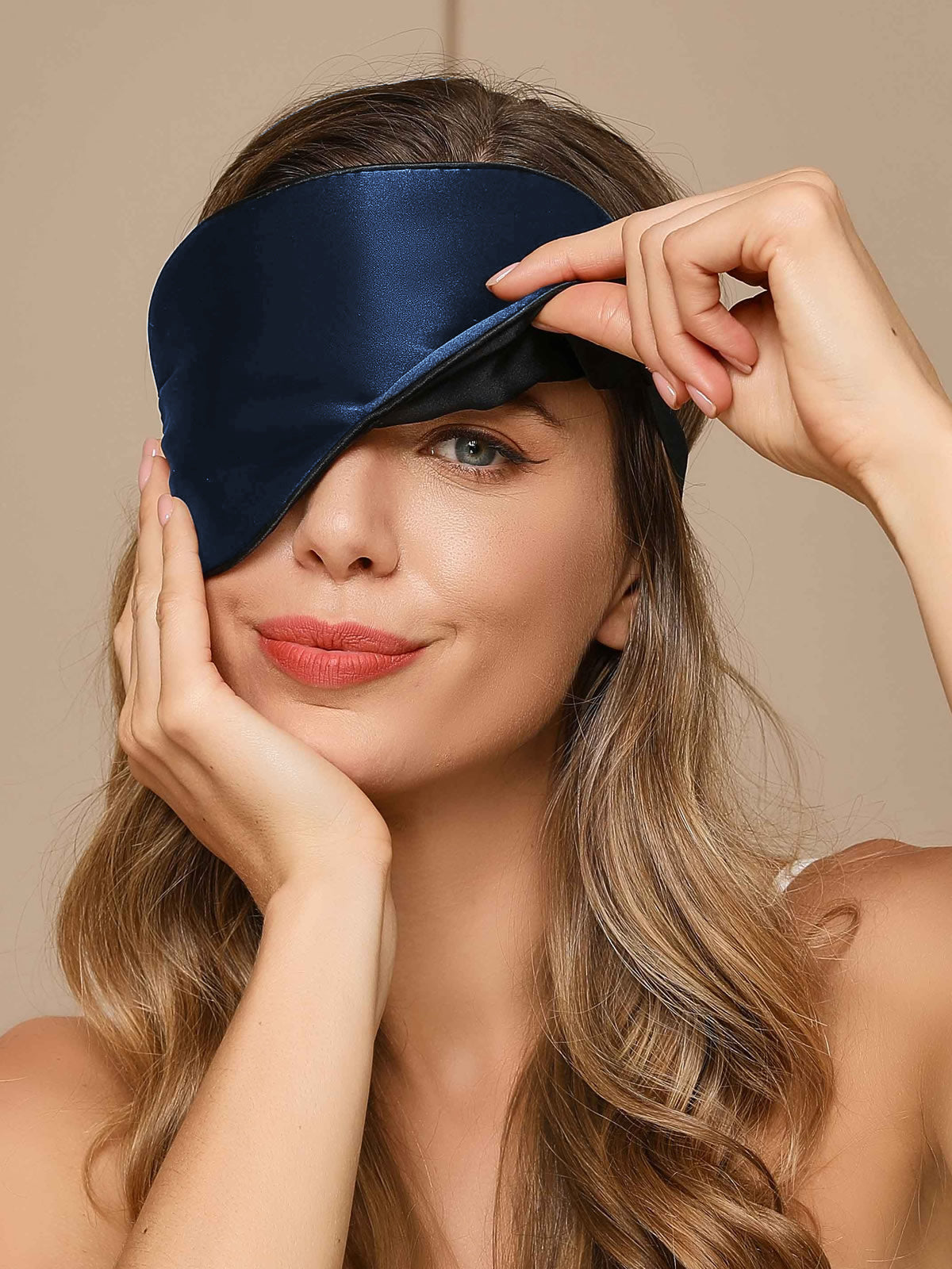 SilkSilky US 19Momme Pure Silk Eye Mask DarkBlue 001