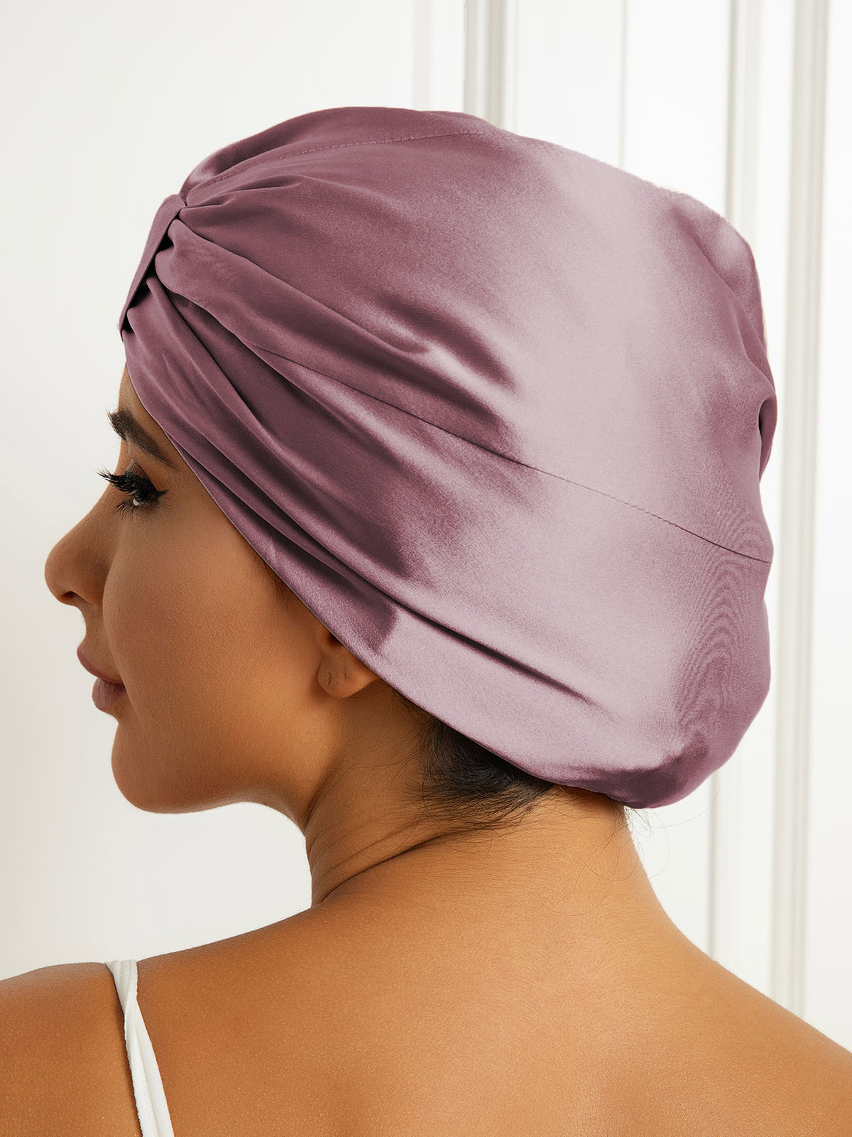 SilkSilky  Pure Silk Sleep Cap PaleMauve 004