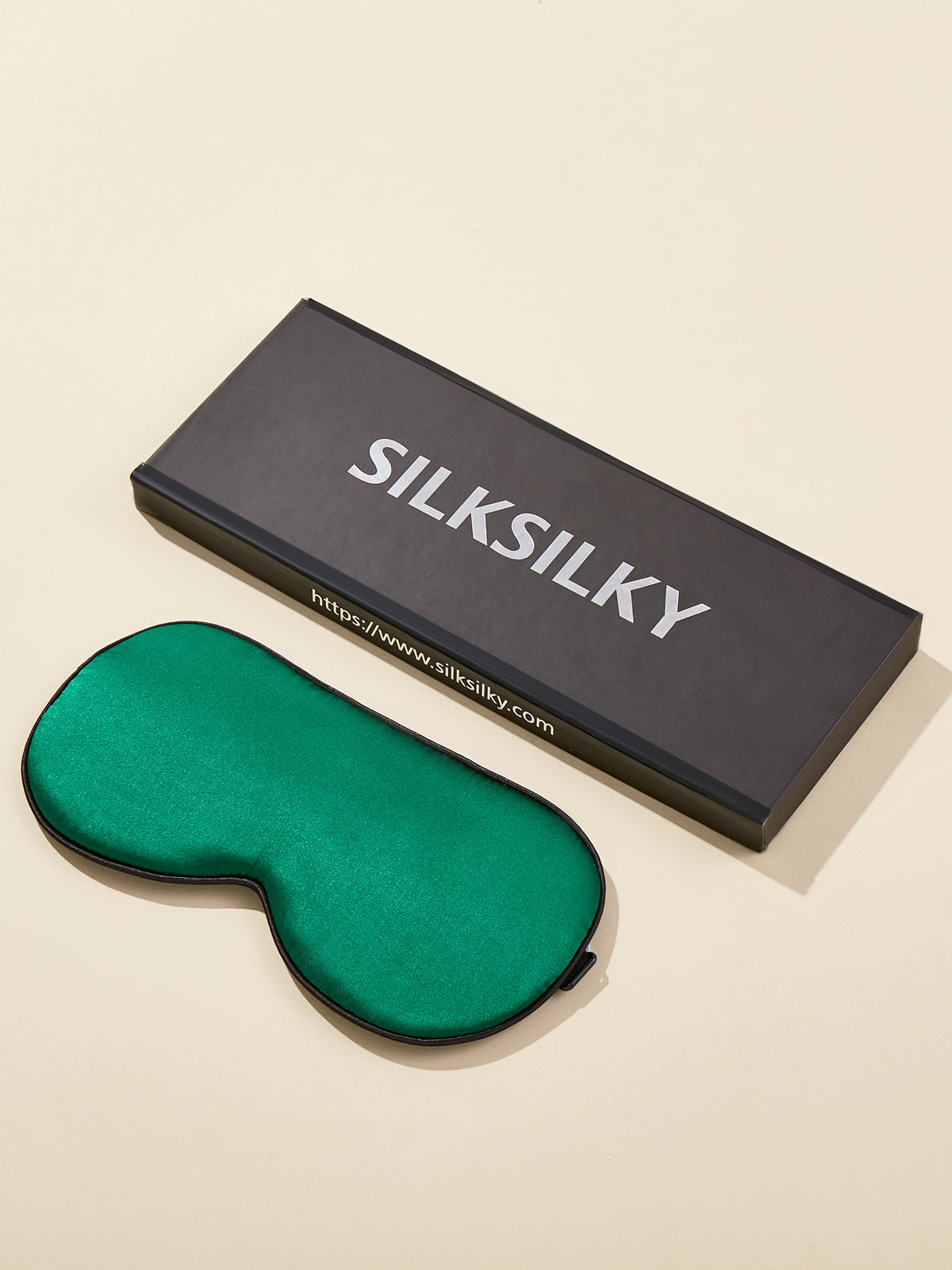 SilkSilky US 19Momme Pure Silk Eye Mask DarkGreen 001